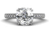 Platinum Cushion Diamond Double Prong Diamond Engagement Ring-Straight Row Pave Diamonds-Comfort Fit-Boston Jewelers