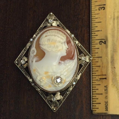 Art Deco Diamond Cameo Pendant Brooch – Bostonian Jewelers