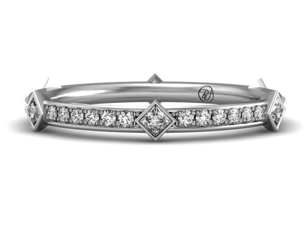 Sterling Silver 2 Carat Round Cut Tension Set CZ and Princess Cut Channel Set Modern Wedding Ring Set Size 5-9 5
