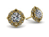 Lila Vintage Inspired Diamond Halo Earrings Yellow Gold