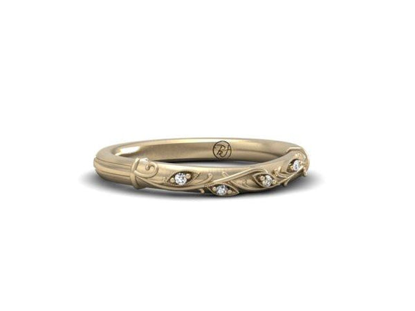 Organic, Garden Vines Micro-set Diamonds Wedding Band