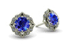 Lila Vintage Inspired Sapphire and Diamond Halo Earrings White Gold