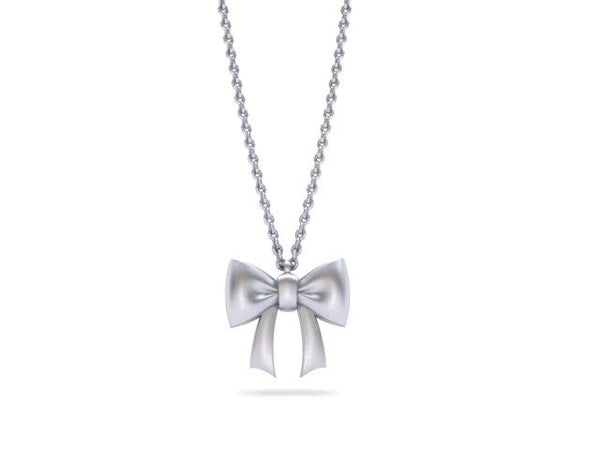 Mini Bow Pendant Platinum Necklace - Custom Design - Bostonian Jewelers Boston Jewelers