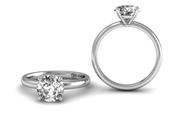 Unique Taper Crown Solitaire Engagement Ring - Custom Design Boston Jeweler