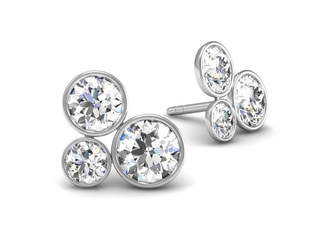 Pop diamond earrings - The power of three.  White Gold
