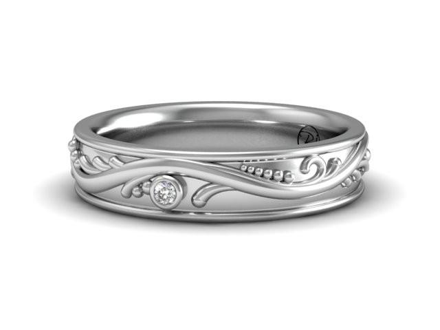 Vines Collection Band with Diamonds - Platinum