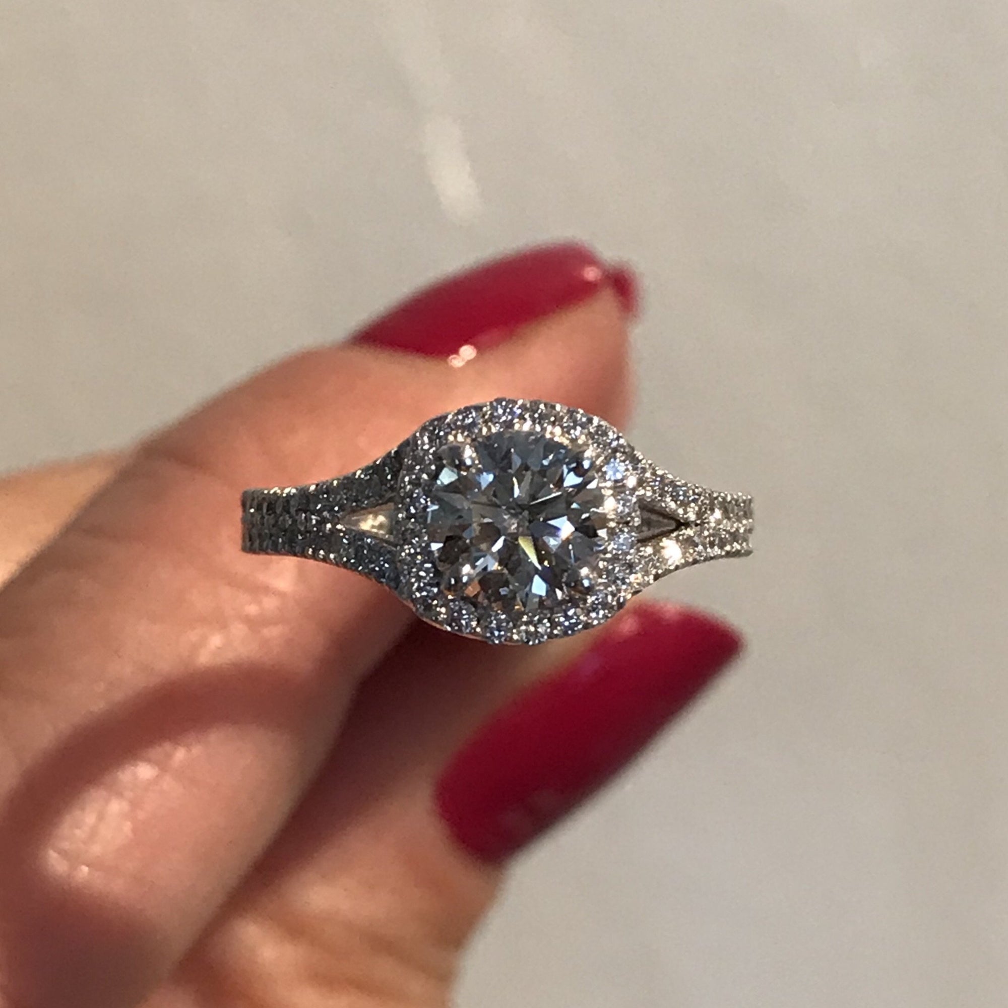 Cushion Halo for Round, Split Band Engagement Ring -Bostonian Jewelers