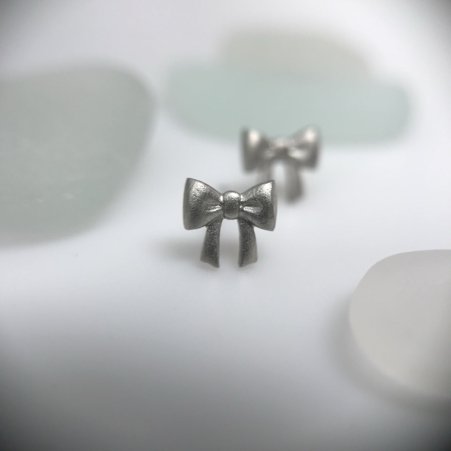 Platinum Mini Bow Earrings