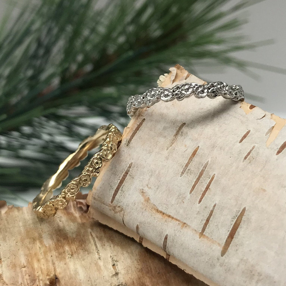 Floral Pattern Wedding Band Available In White Gold Yellow Gold Rose Gold Bostonian Jewelers Boston Jewelers
