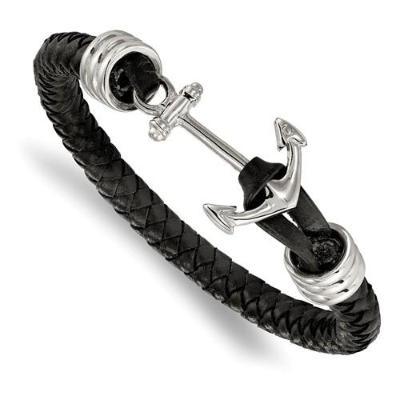 Buy Mahi Anchor In Loop Rhodium Plated Adjustable Black Rope Style Unisex  Bracelet BR1100375RBla at Amazon.in