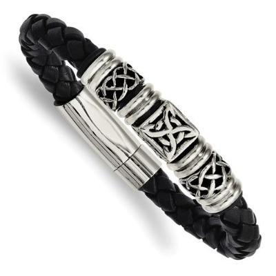 Black Leather Antiqued Bracelet